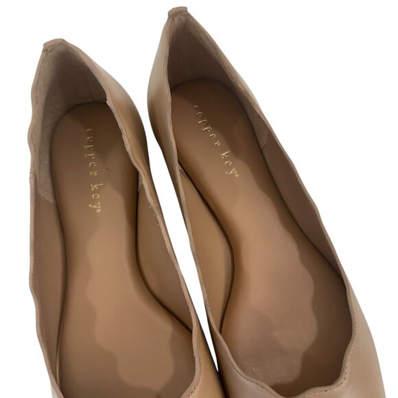Copper Key Womens Beige Scalloped Leather Ballet Flats Size 8 Comfort Slip On - Picture 12 of 16